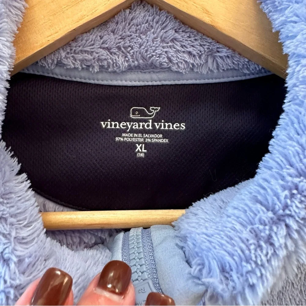 Vineyard Vines Girls Fleece 1/2 Zip Pullover Purple Cold Weather Comfort ‎ XL